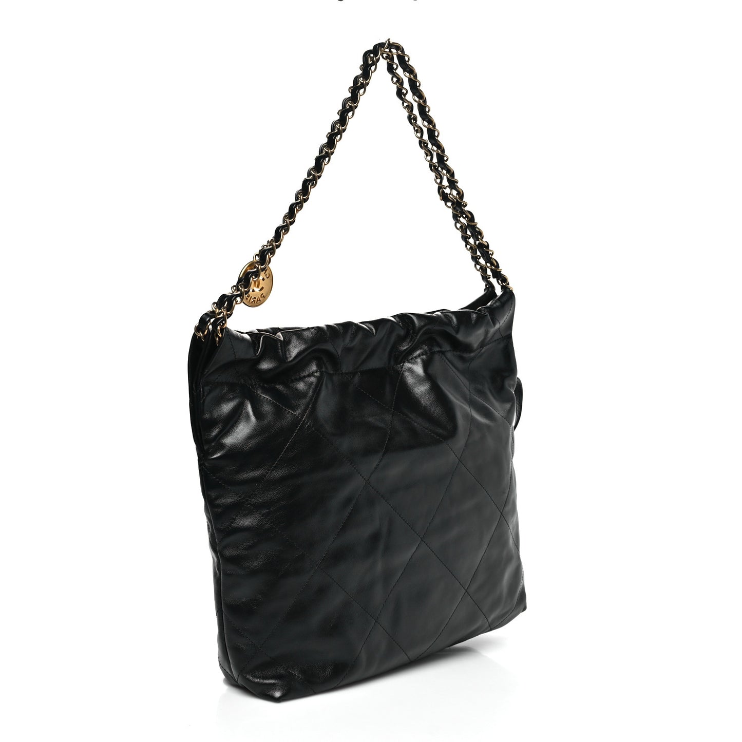 Shiny Calfskin Quilted Small Chanel 22 Black