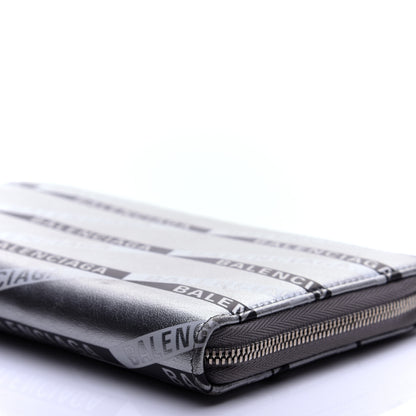 Balenciaga Metallic Calfskin Losange Monogram Everyday Continental Zip Around Wallet Silver Black White 7 of 10
