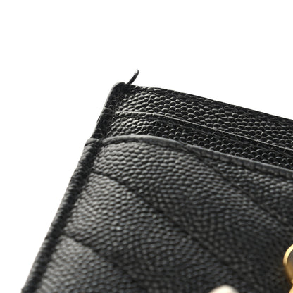 Saint Laurent Grain De Poudre Matelasse Chevron Monogram Credit Card Case Black 8 of 8
