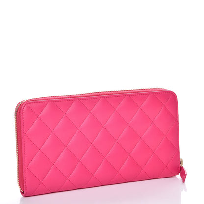Chanel Lambskin Quilted Large Gusset Zip Around Wallet Fuchsia 3 of 8