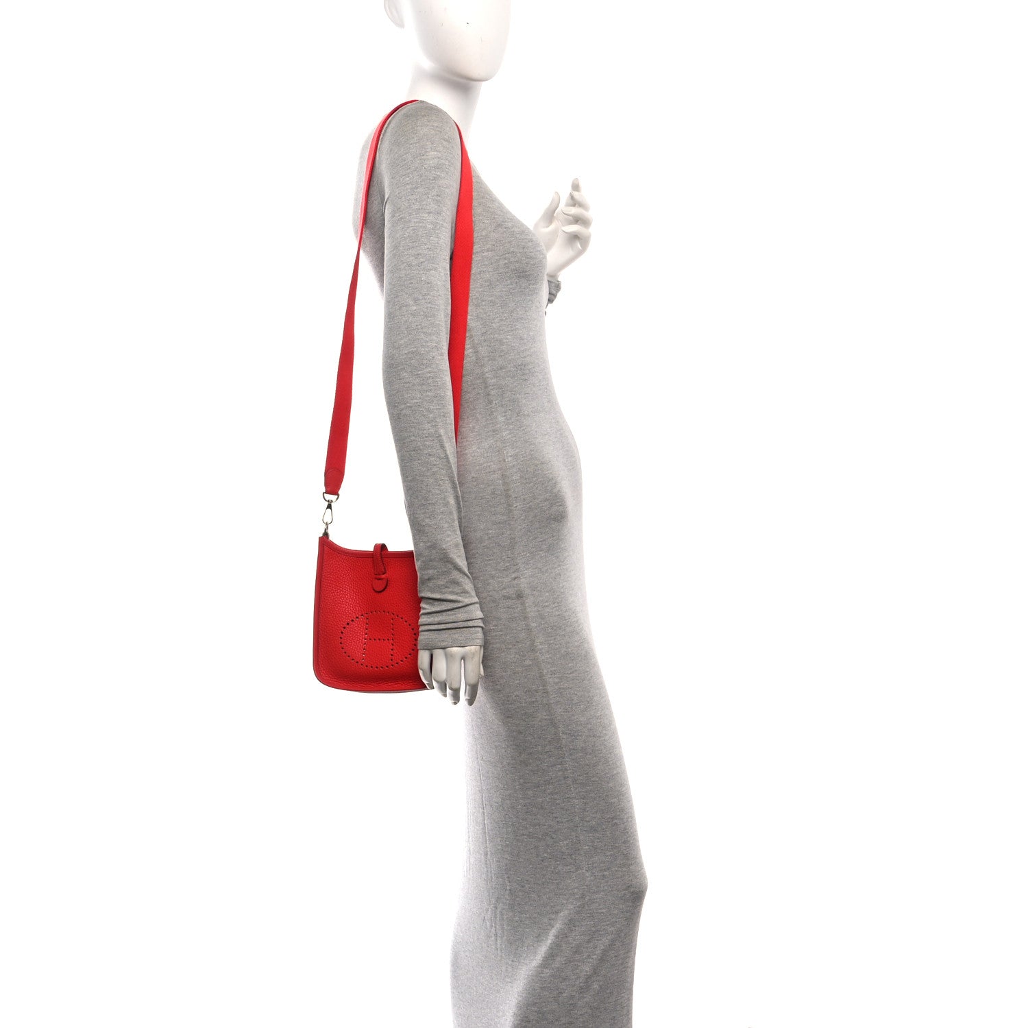 Hermes Taurillon Clemence Evelyne TPM Rouge De Coeur 2 of 10