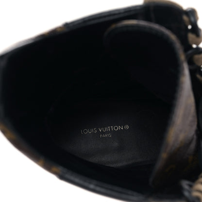 Louis Vuitton Suede Calfskin Monogram Laureate Platform Desert Boots 38 Taupe 7 of 8