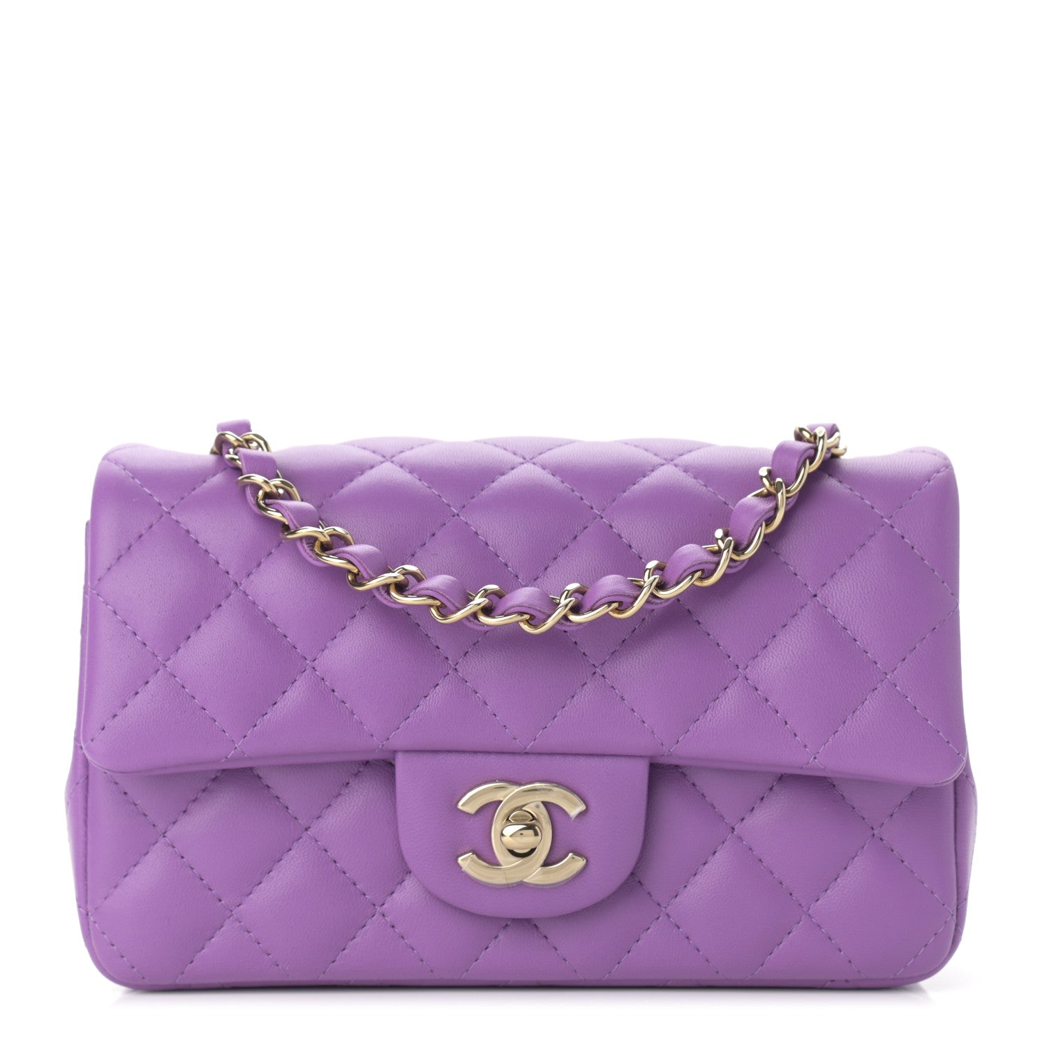 Chanel Lambskin Quilted Mini Rectangular Flap Purple 1 of 9