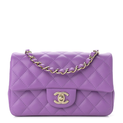 Chanel Lambskin Quilted Mini Rectangular Flap Purple 1 of 9