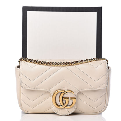 Gucci Calfskin Matelasse Super Mini GG Marmont Shoulder Bag White 16 of 16