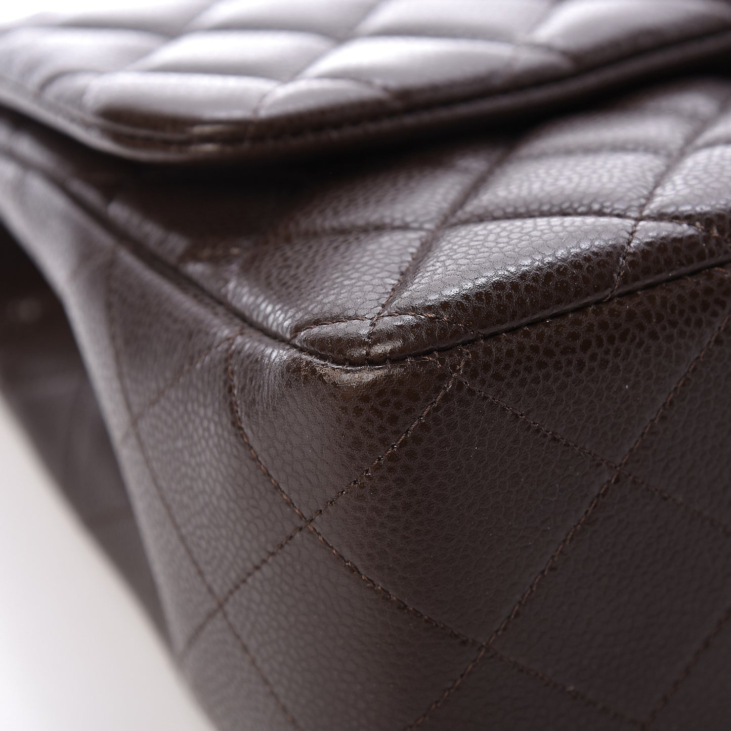 Caviar Quilted Jumbo Single Flap Dark Brown