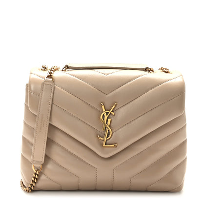Saint Laurent Calfskin Y Quilted Monogram Small Loulou Chain Satchel Dark Beige 1 of 9