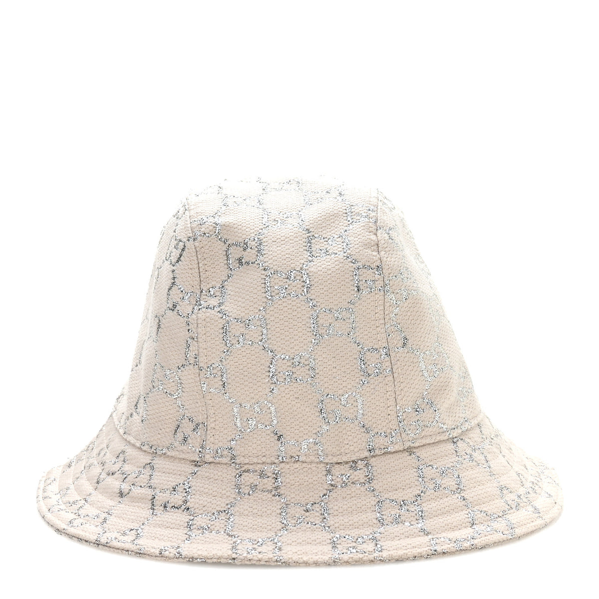 Gucci Canvas Lame GG Monogram Bucket Hat M Gardenia Silver 2 of 9