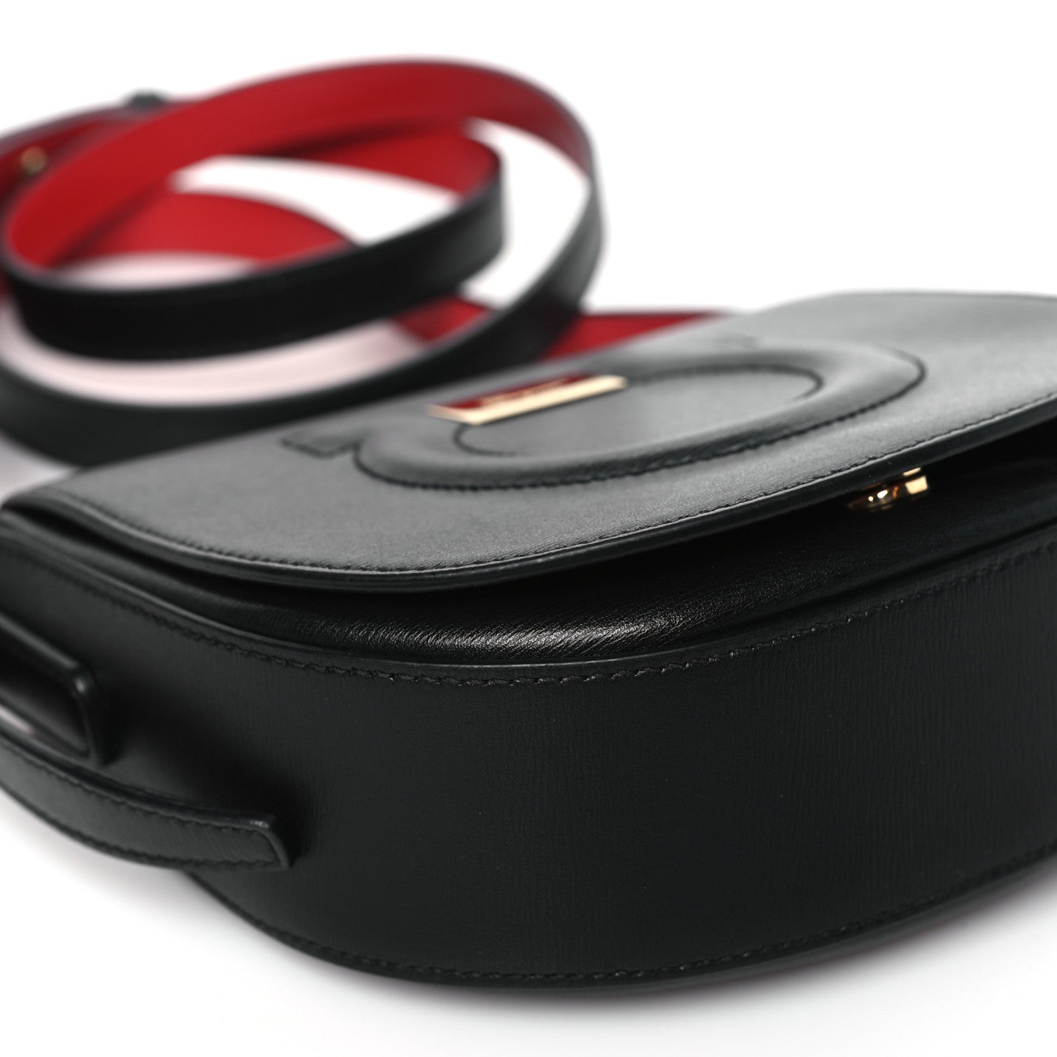 Salvatore Ferragamo SALVATORE FERRAGAMO Calfskin Gancio City Saddle Bag Black 8 of 10