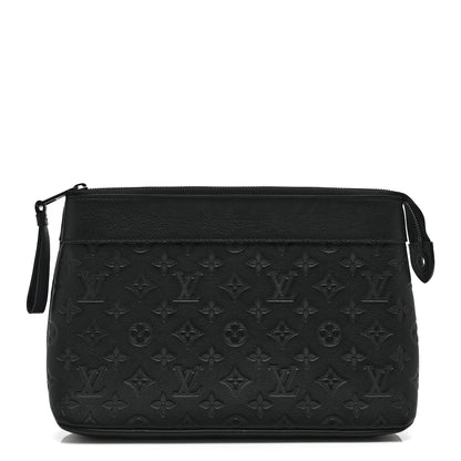 Louis Vuitton Shadow Calfskin Monogram Pochette Voyage Souple Black 1 of 8