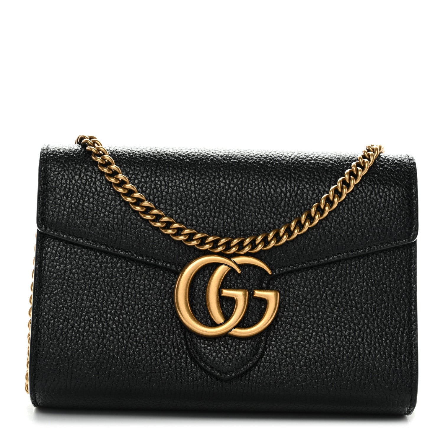 Gucci Calfskin GG Marmont Chain Wallet Black 1 of 11