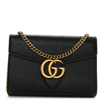 Gucci Calfskin GG Marmont Chain Wallet Black 1 of 11