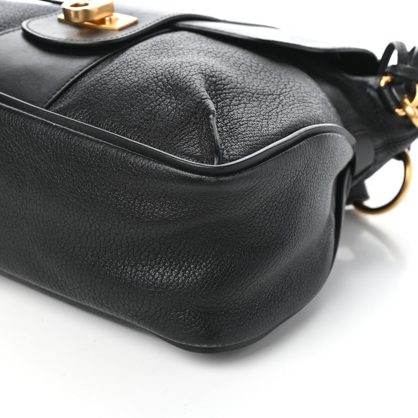 Grained Lambskin Calfskin Small Lexa Shoulder Bag Black