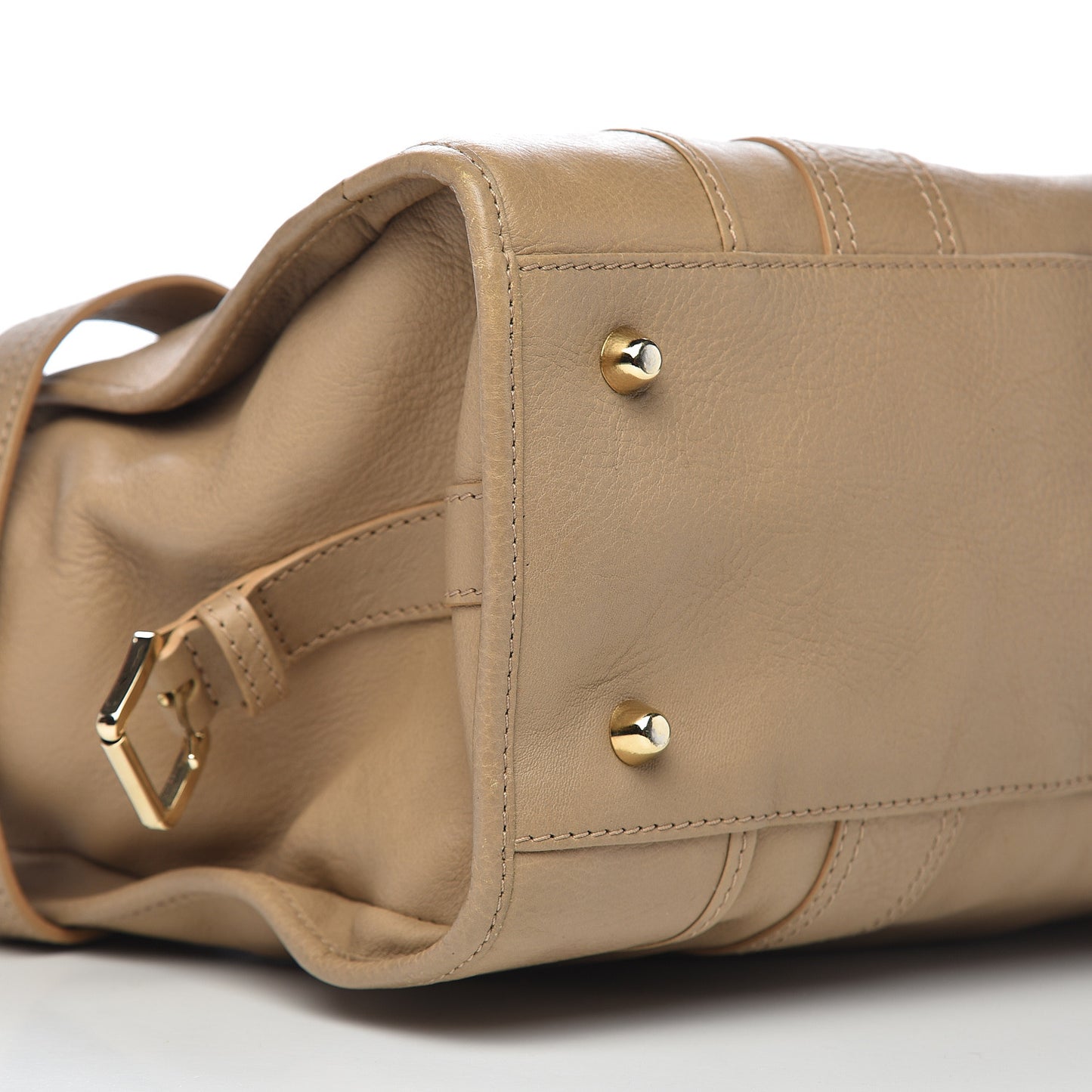 Grainy Calfskin Top Handle Bag Beige