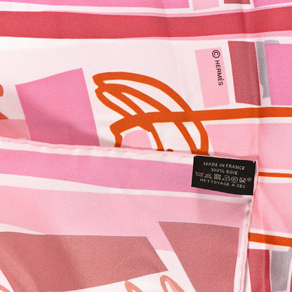 Hermes Silk Sea Surf and Fun Scarf 90 Blanc Rose Corail 3 of 5