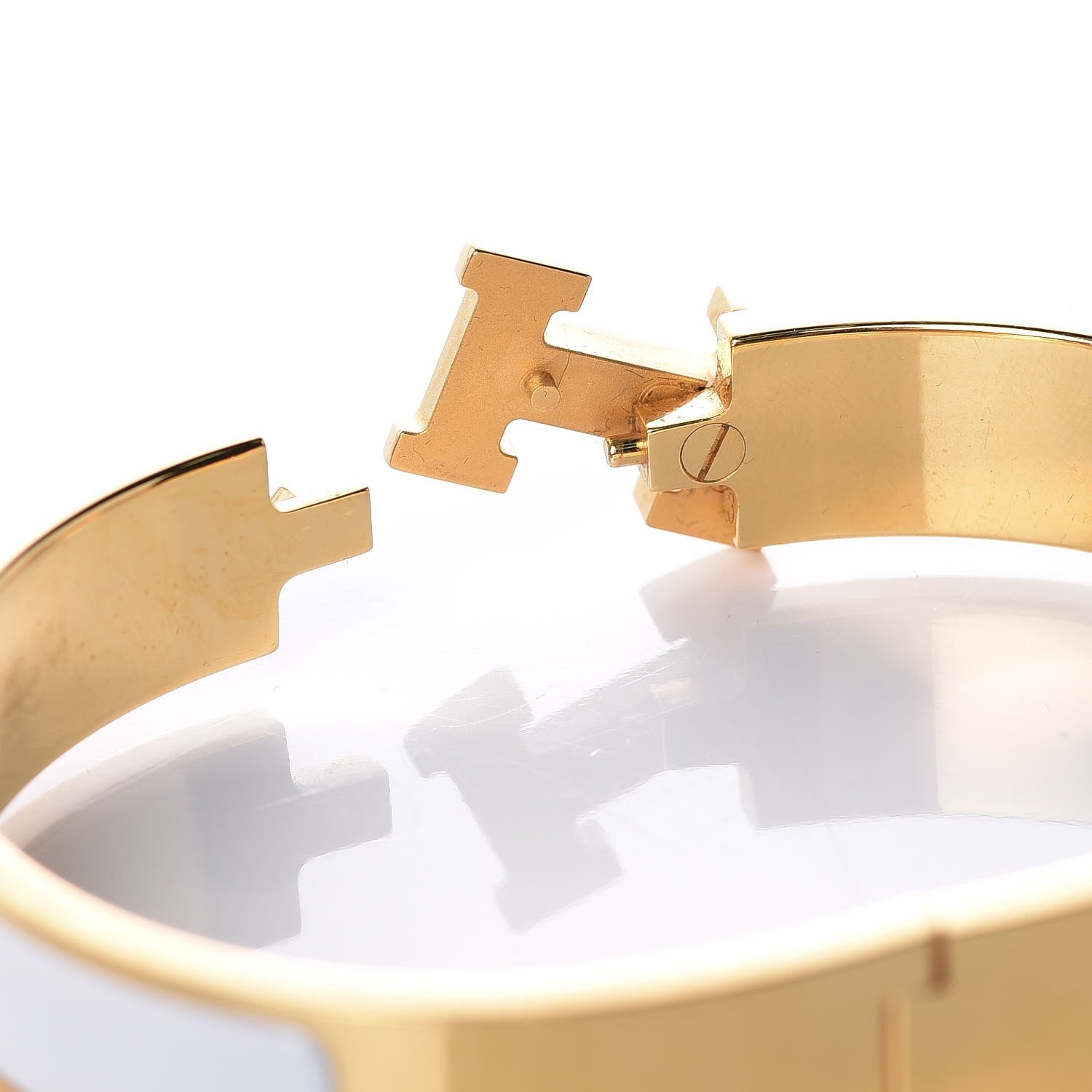 Hermes Enamel Narrow Clic Clac H Bracelet GM White 5 of 6