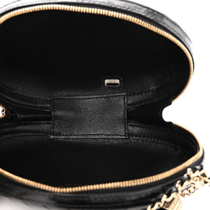 Chanel Lambskin Embroidered Chevron Quilted La Pausa Tassel Clutch Black 5 of 10