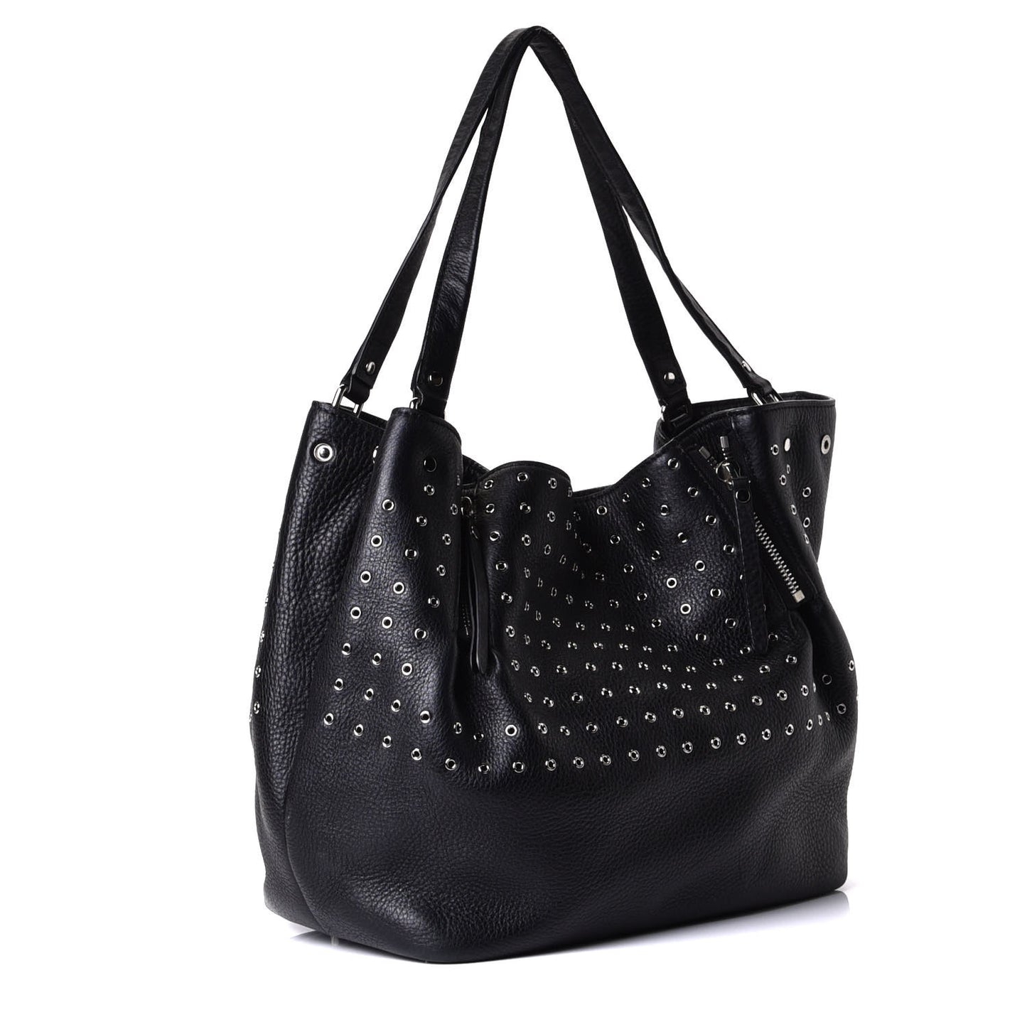 Calfskin Grommet Medium Maidstone Shoulder Bag Black