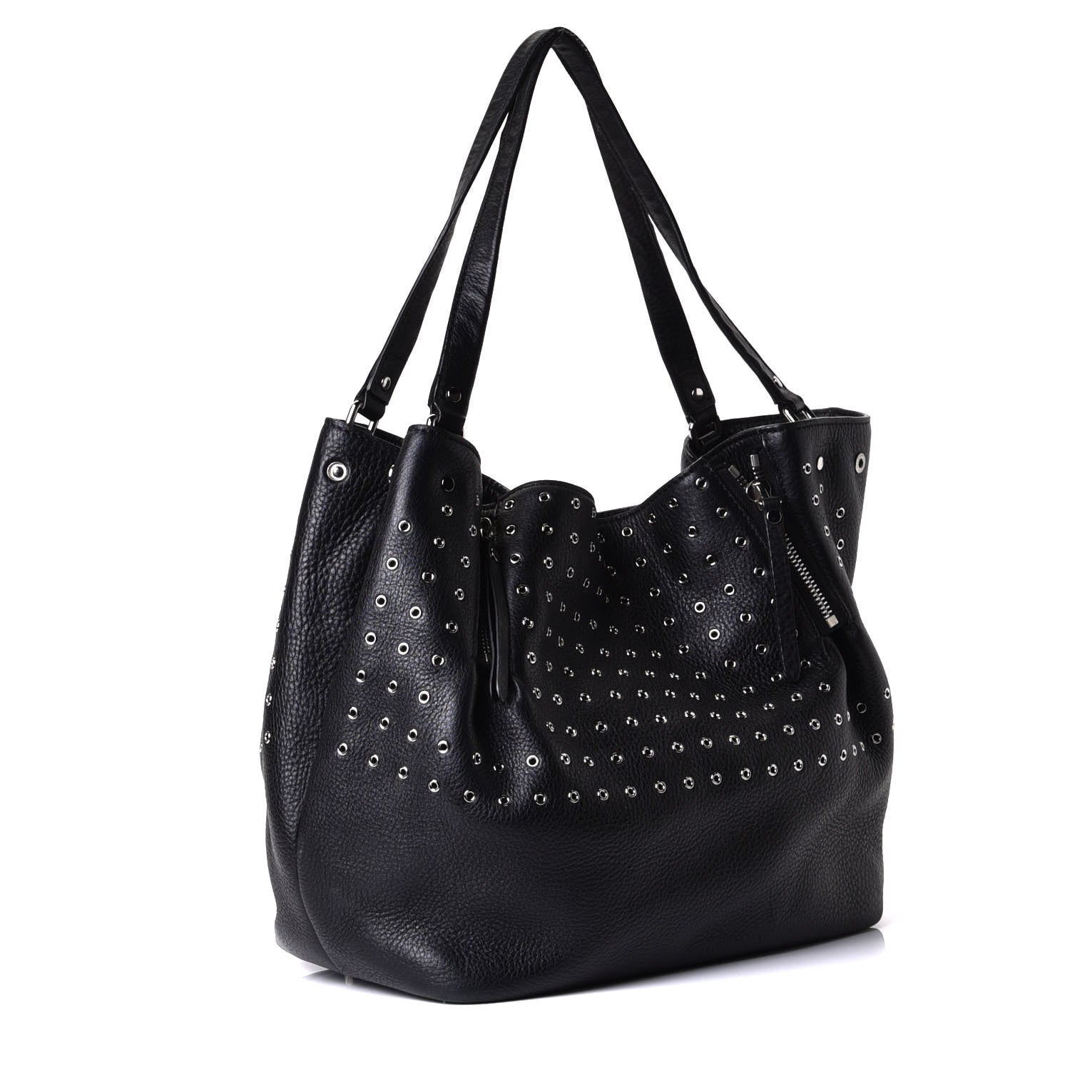 Burberry Calfskin Grommet Medium Maidstone Shoulder Bag Black 2 of 7
