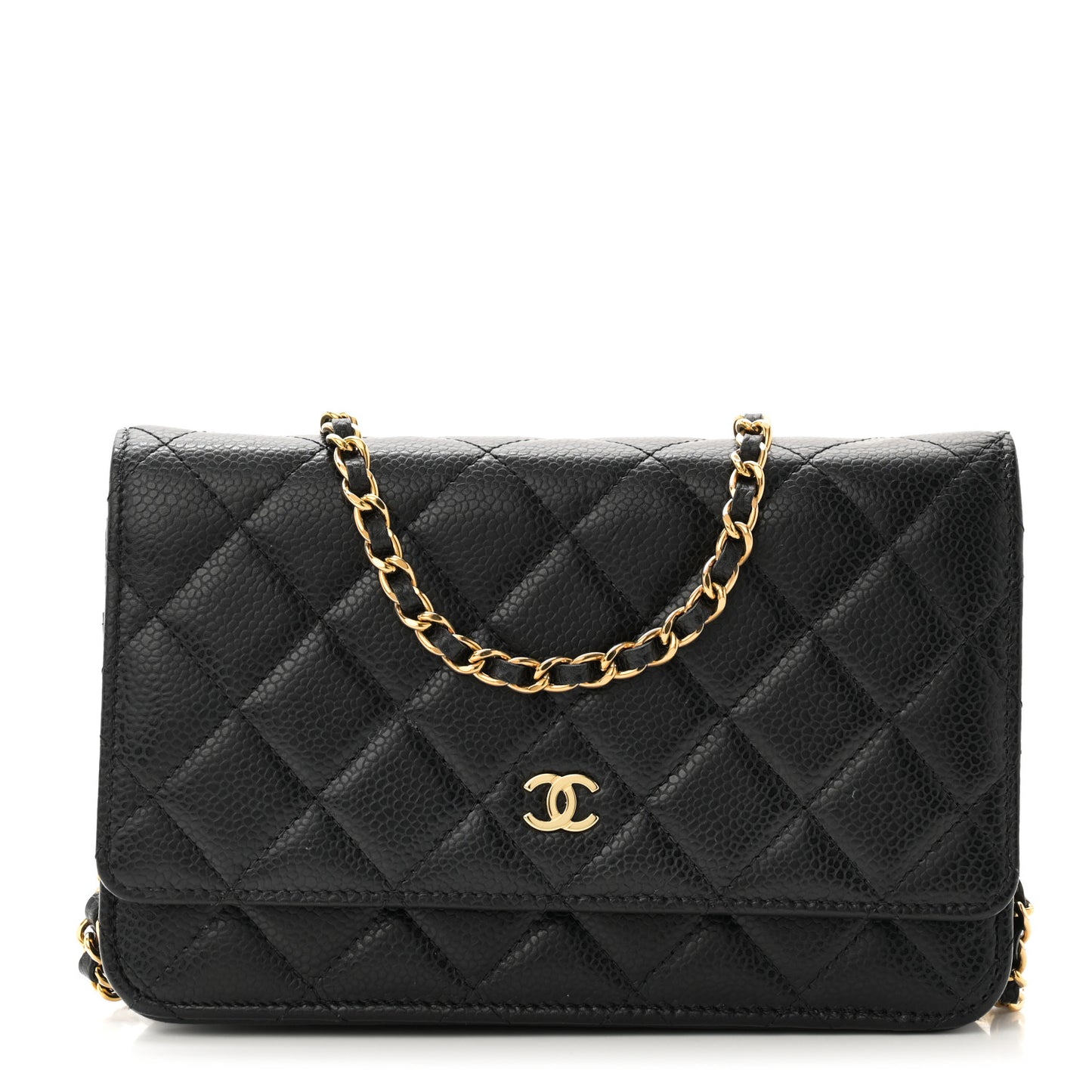 Caviar Quilted Wallet on Chain WOC Black