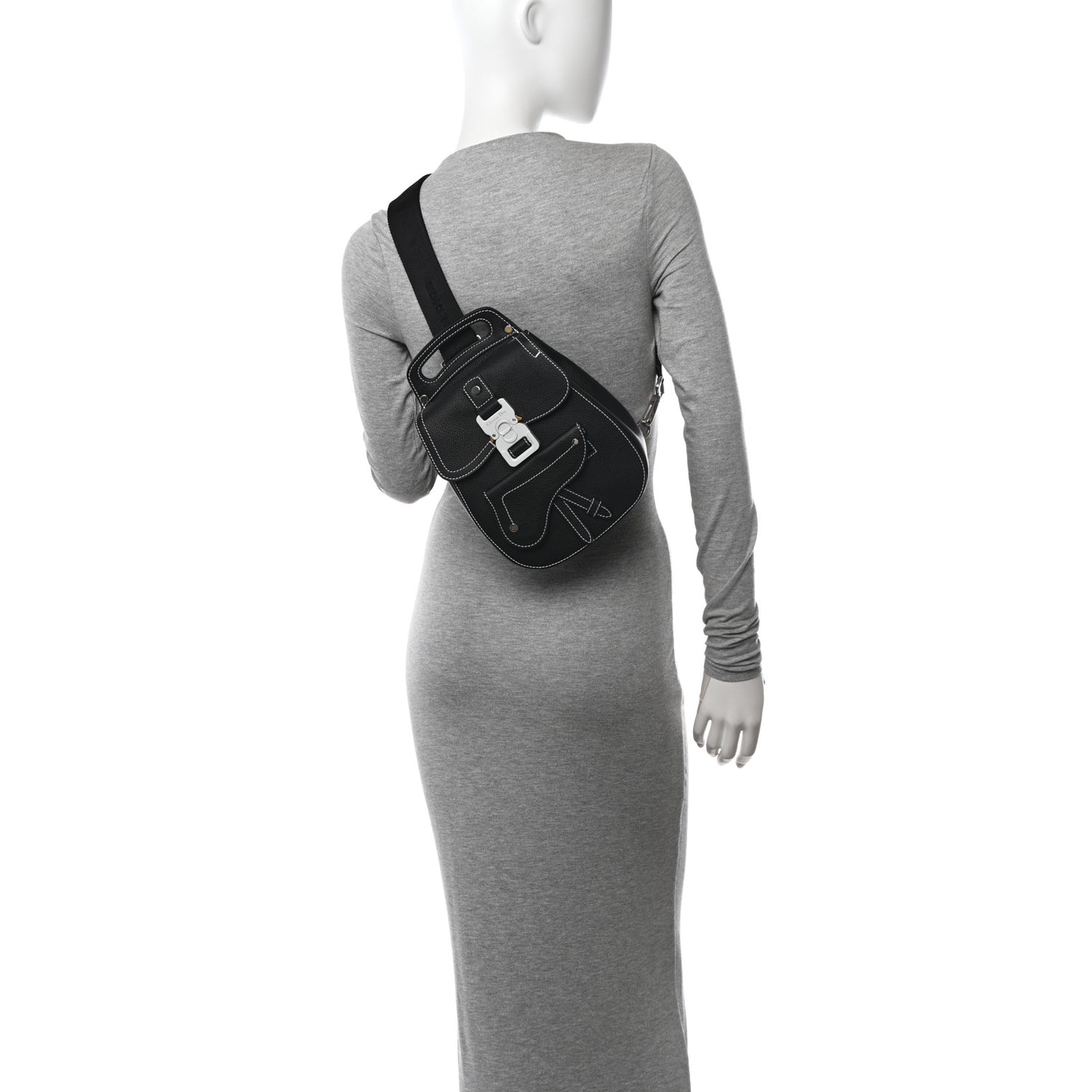 Grained Calfskin Mini Gallop Sling Bag Black