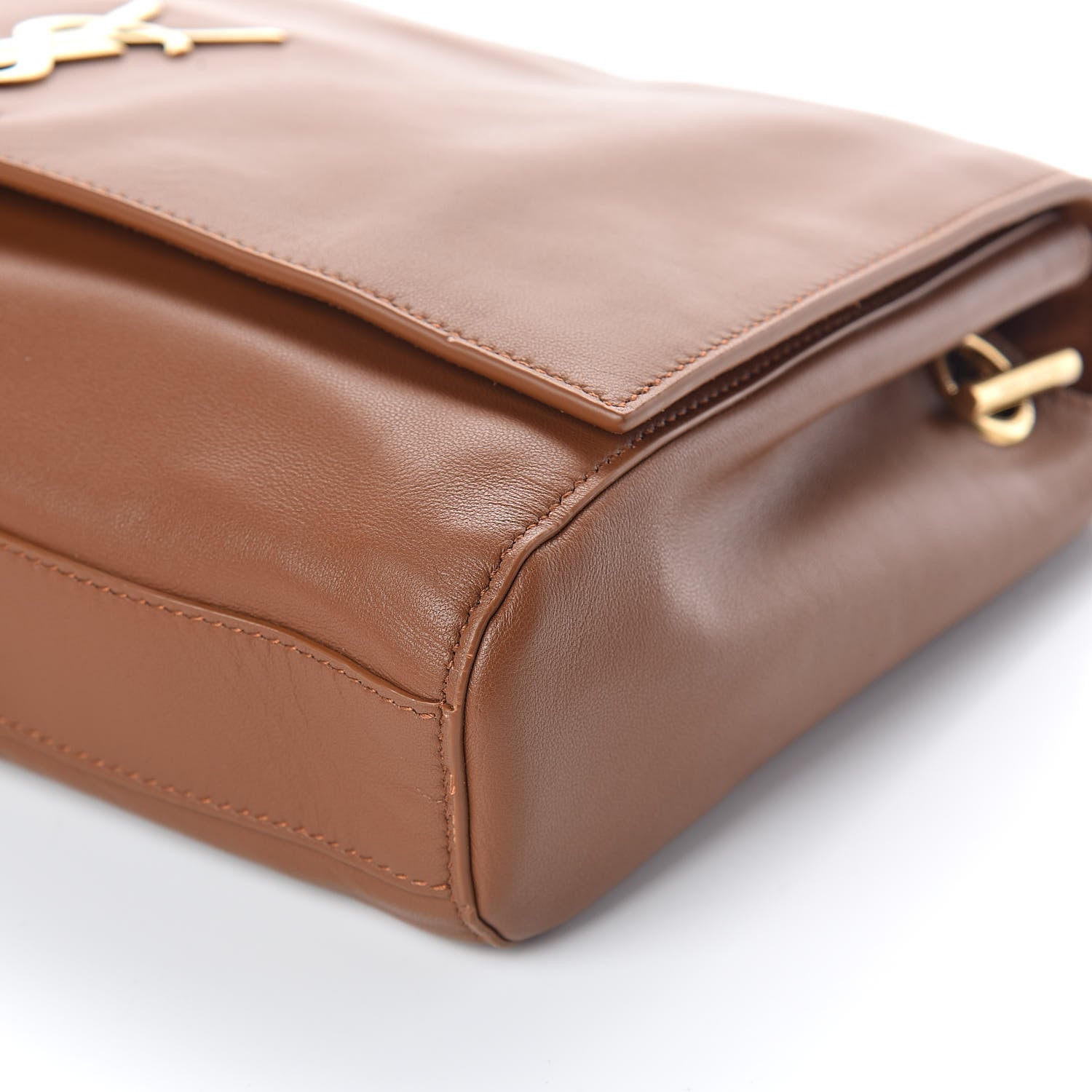 Saint Laurent Smooth Calfskin Suede Medium Reversible Monogram Kate Satchel Light Ochre 11 of 14