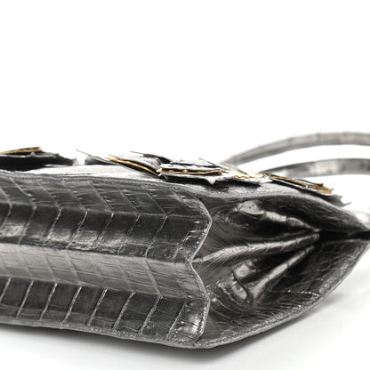 Nancy Gonzalez Metallic Crocodile Butterfly Bag Anthracite 10 of 10
