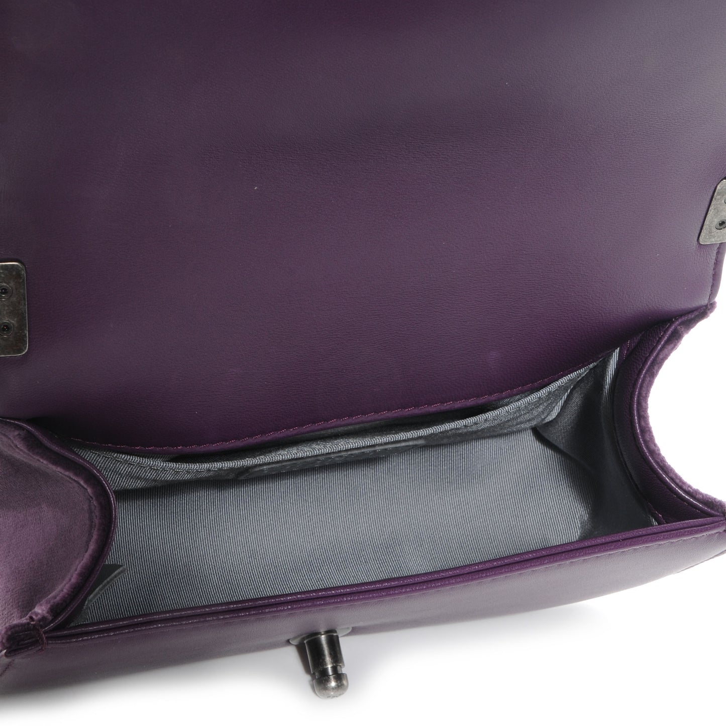 Velvet Quilted Small Boy Flap Purple