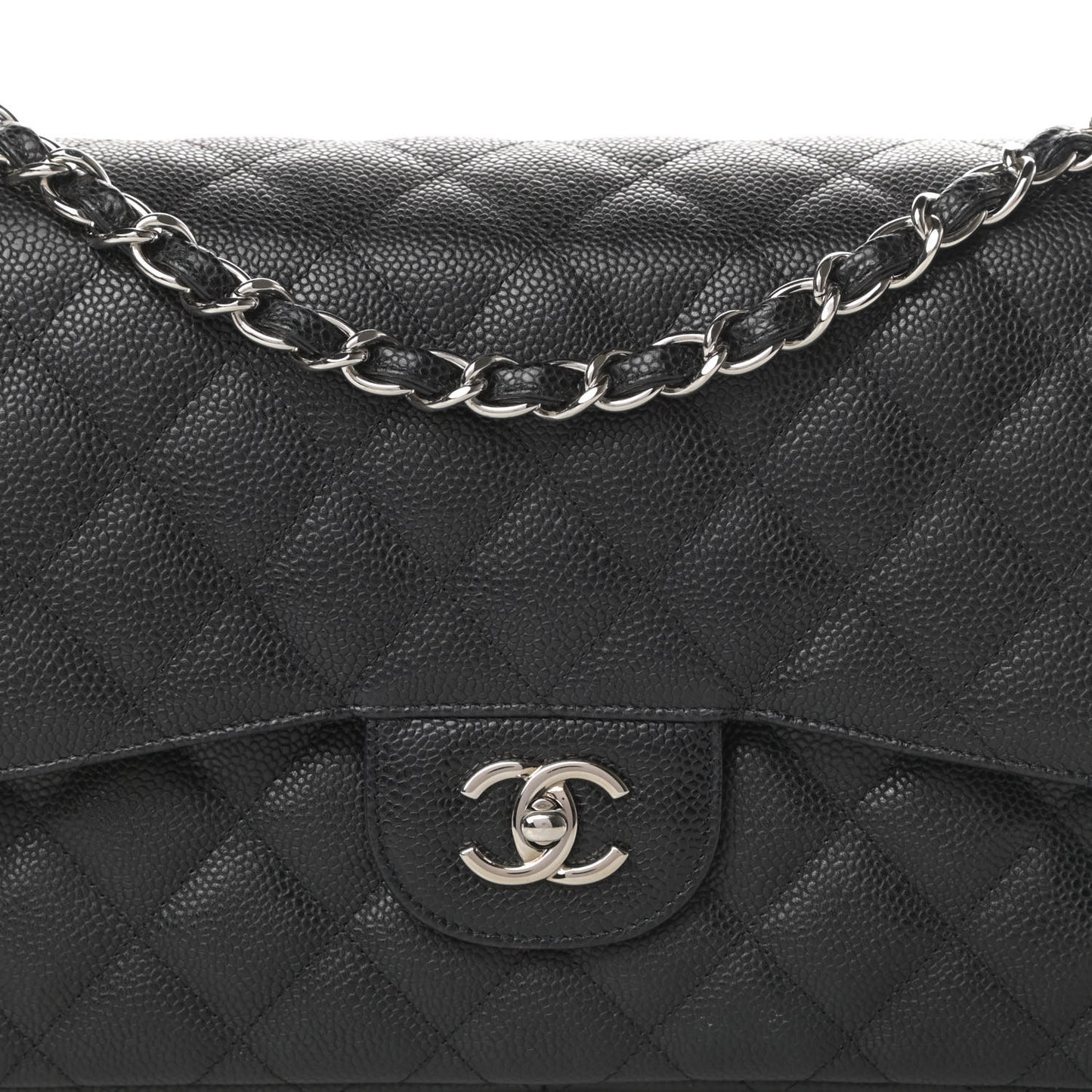 Caviar Quilted Jumbo Double Flap Black