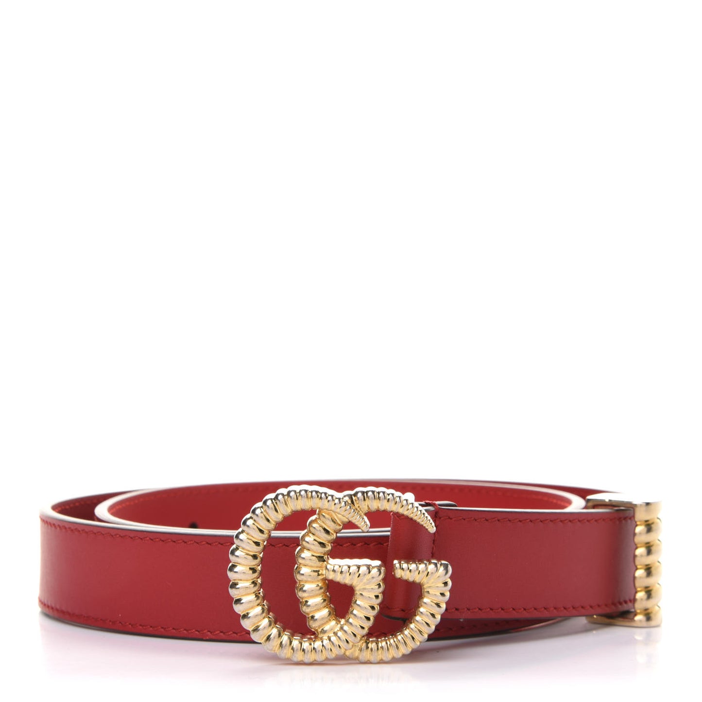 Moon Calfskin Torchon Double G 25mm Belt 75 30 Hibiscus Red