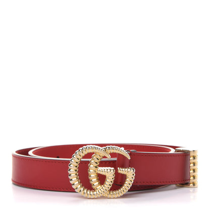 Gucci Moon Calfskin Torchon Double G 25mm Belt 75 30 Hibiscus Red 1 of 4
