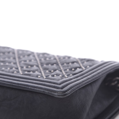 Chanel Crumpled Lambskin New Medium Studded Boy Flap Navy 11 of 17