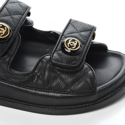 Chanel Grained Calfskin Velcro Dad Sandals 38 Black 17 of 23