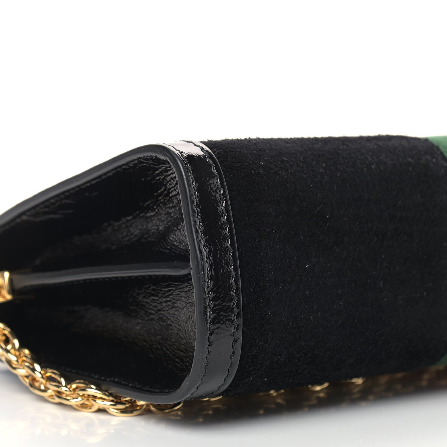 Gucci Suede Patent GG Web Small Ophidia Chain Shoulder Bag Black 8 of 11