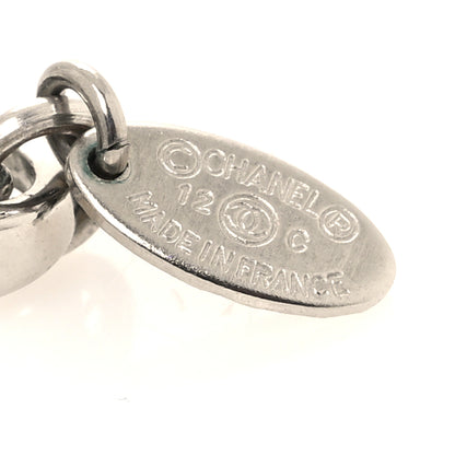 Chanel Glitter Enamel CC Drop Necklace Silver White 4 of 5