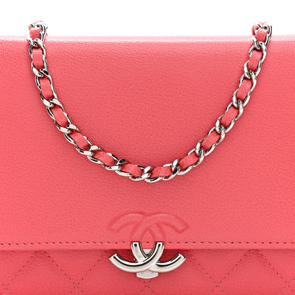 Chanel Grained Calfskin Quilted CC Box Wallet On Chain WOC Pink 8 of 10
