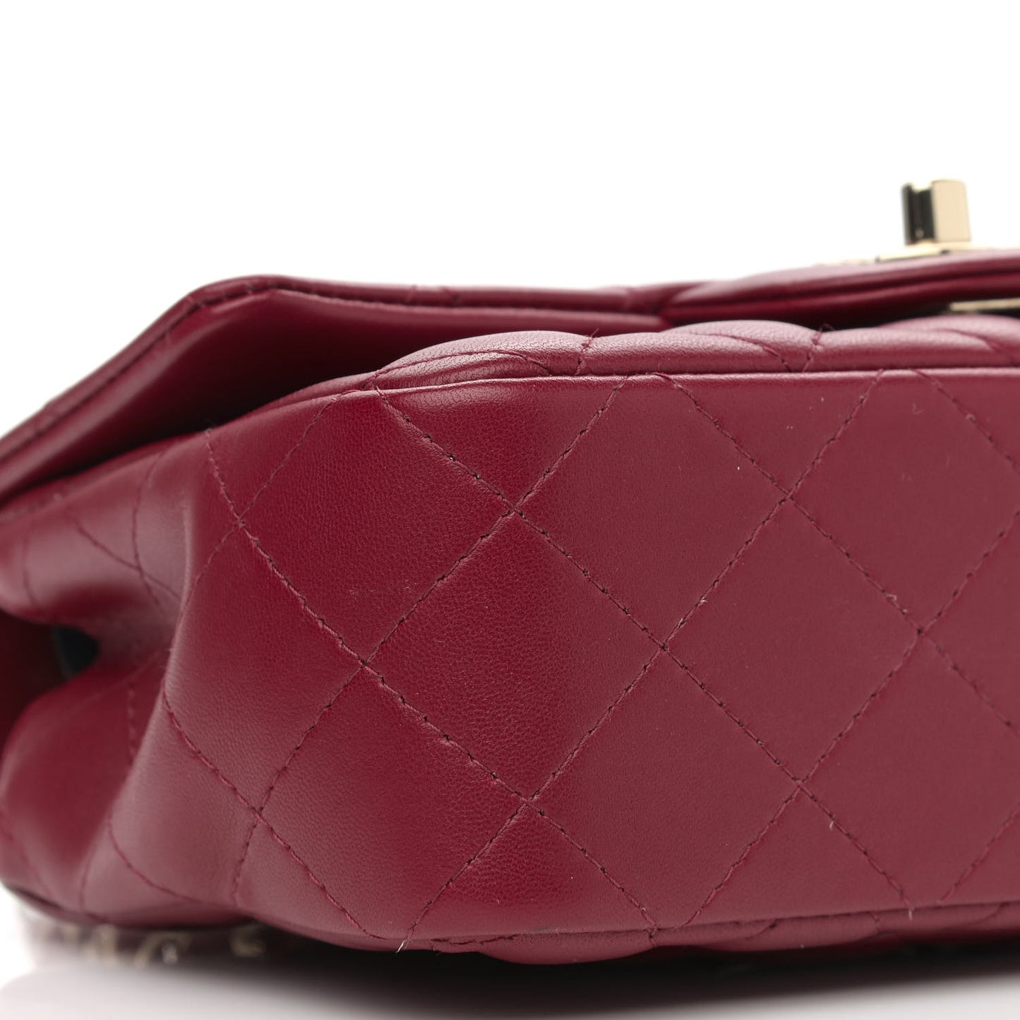 Lambskin Quilted Mini Rectangular Flap Burgundy