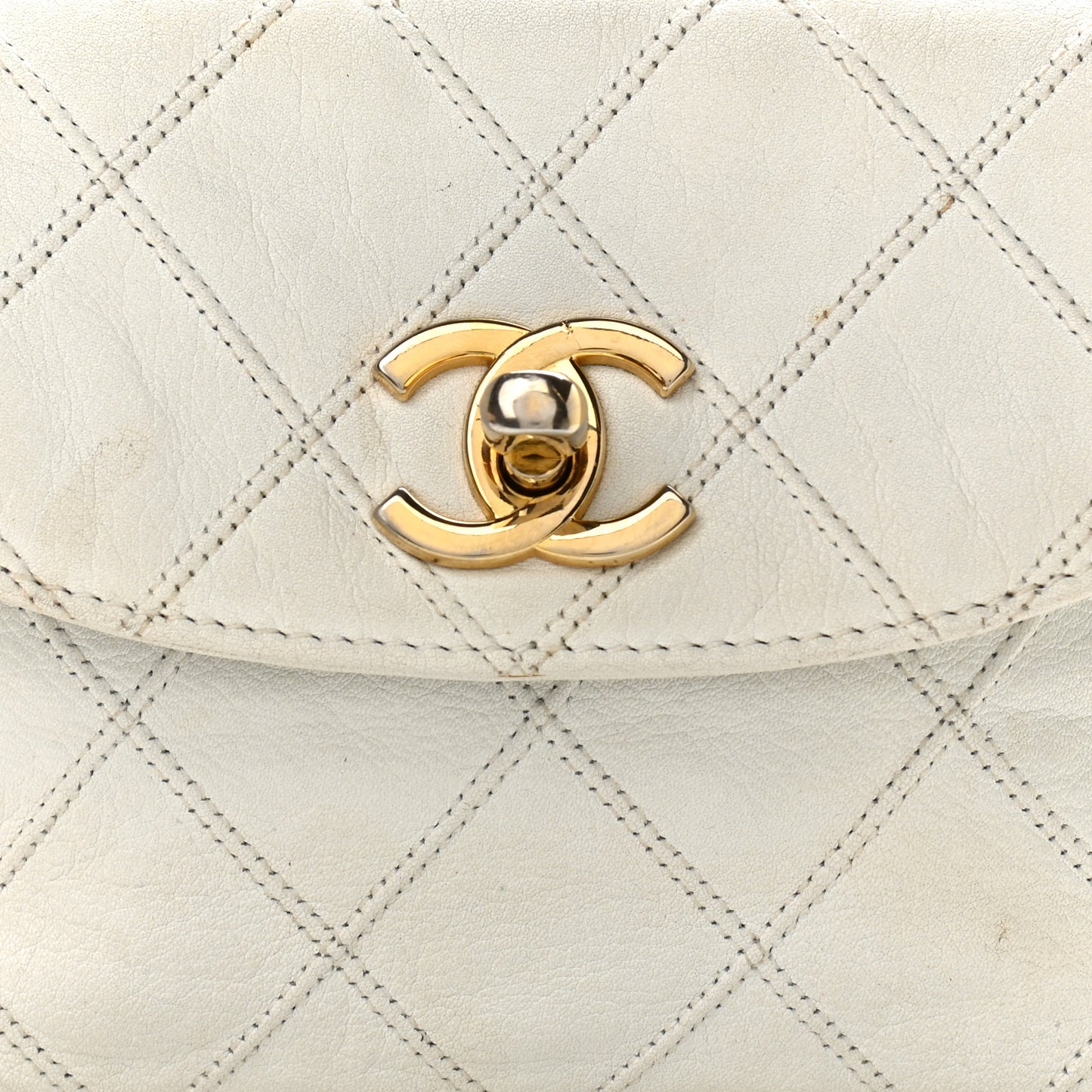 Lambskin Quilted Flap Waist Belt Bag 70 28 White