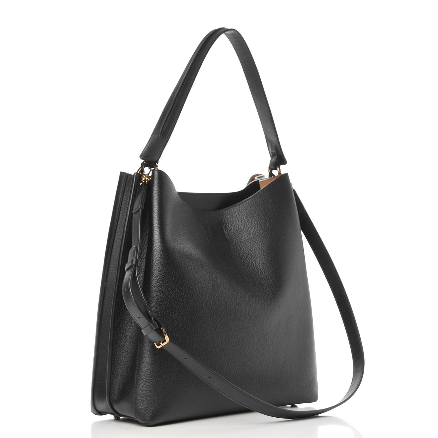 Grained Calfskin Large Milla Hobo Black