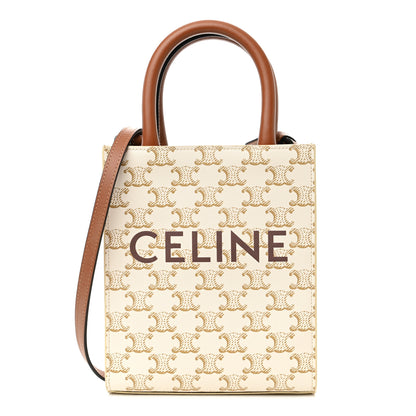 Celine Triomphe Canvas Calfskin Mini Vertical Cabas White 1 of 8