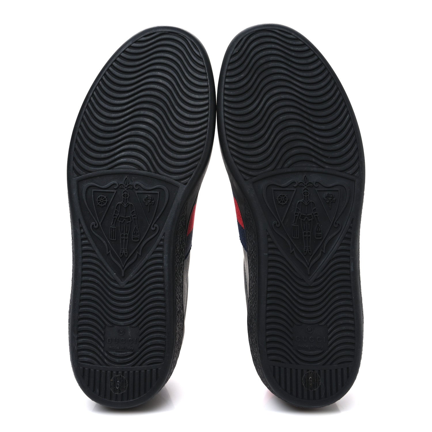 Gucci Miro Soft Calfskin Laminated Ayers Web Bee Embroidered Mens Ace Sneakers 6 Black Red Flame Night 7 of 12
