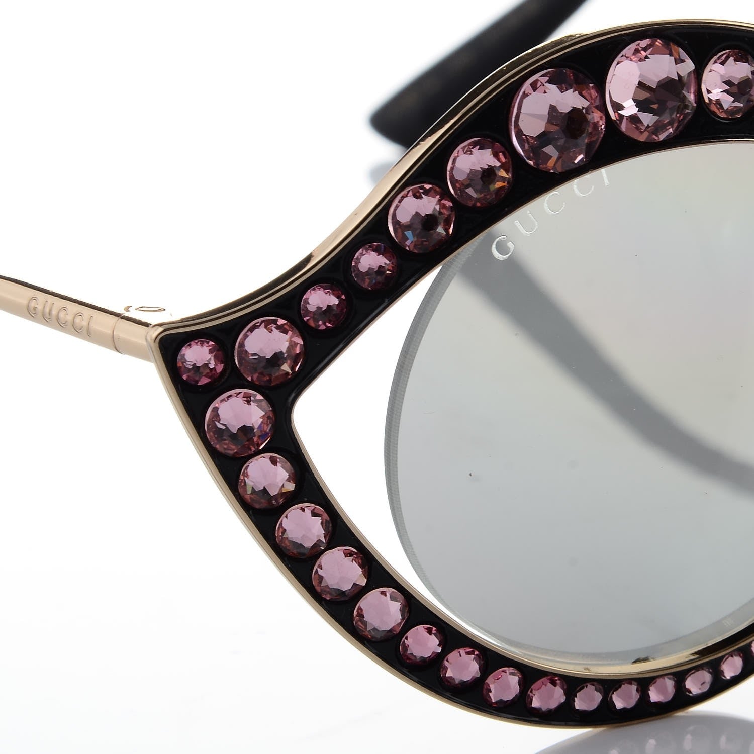 Gucci Metal Crystal Cat Eye Sunglasses GG0046/S Light Pink 9 of 10