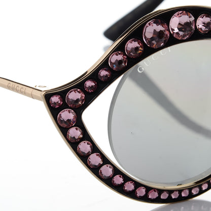 Gucci Metal Crystal Cat Eye Sunglasses GG0046/S Light Pink 9 of 10