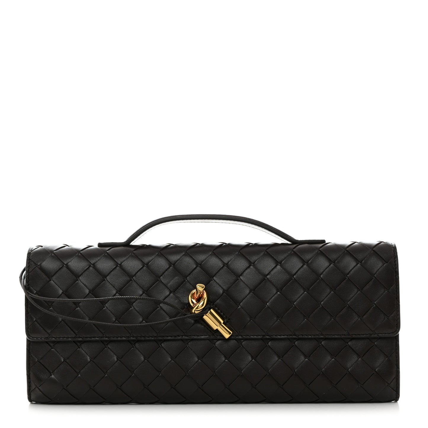 Nappa Intrecciato Long Andiamo Top Handle Clutch Fondant