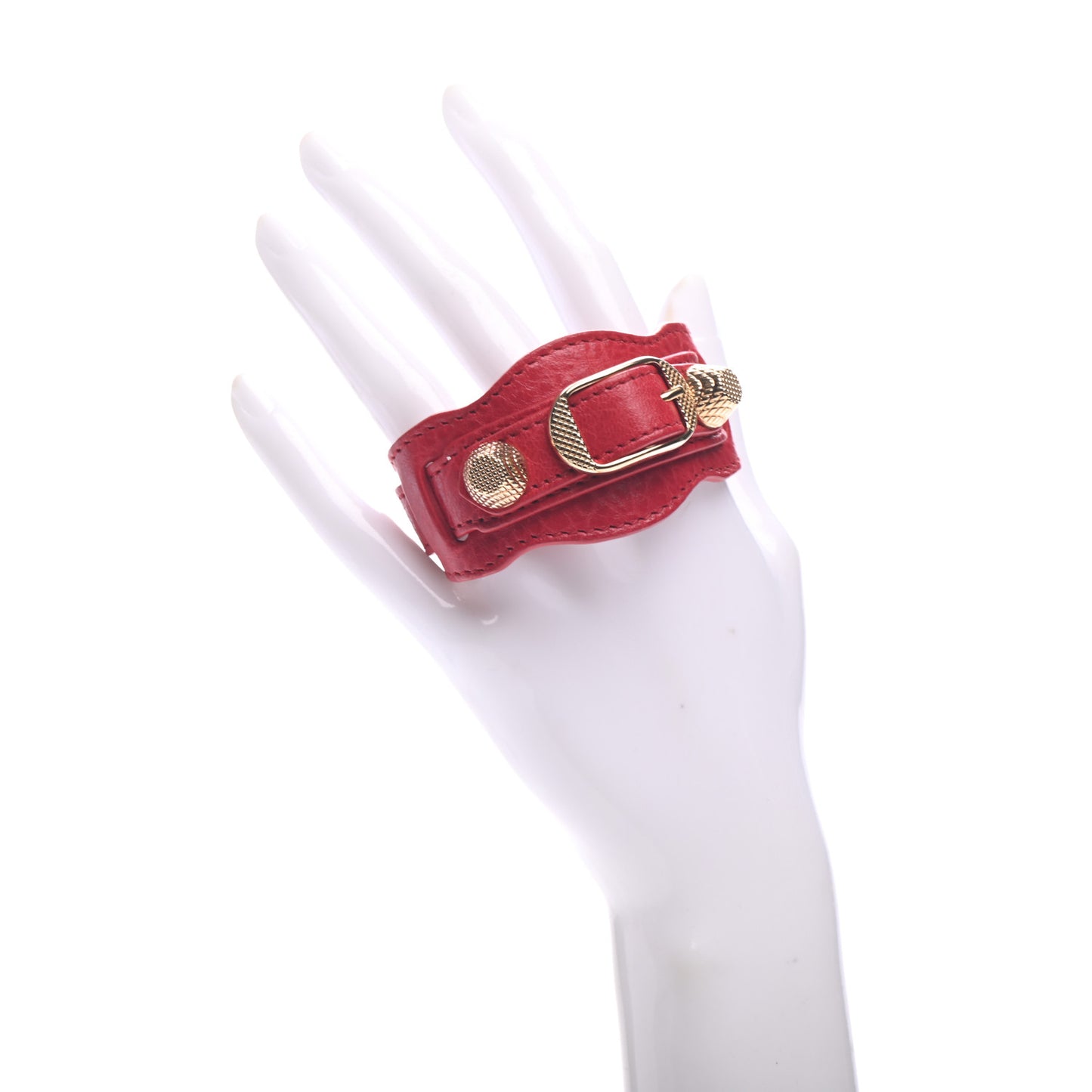 Agneau Arena Giant 12 Gold Hardware Bracelet Rouge Coquelicot