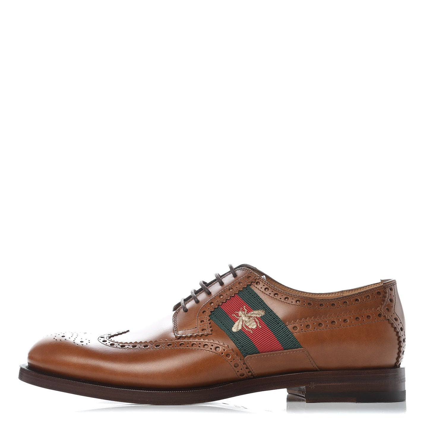 Calfskin Web Bee Embroidered Mens Lace Up Brogue Wingtip Derby Shoes 8.5 Cuir