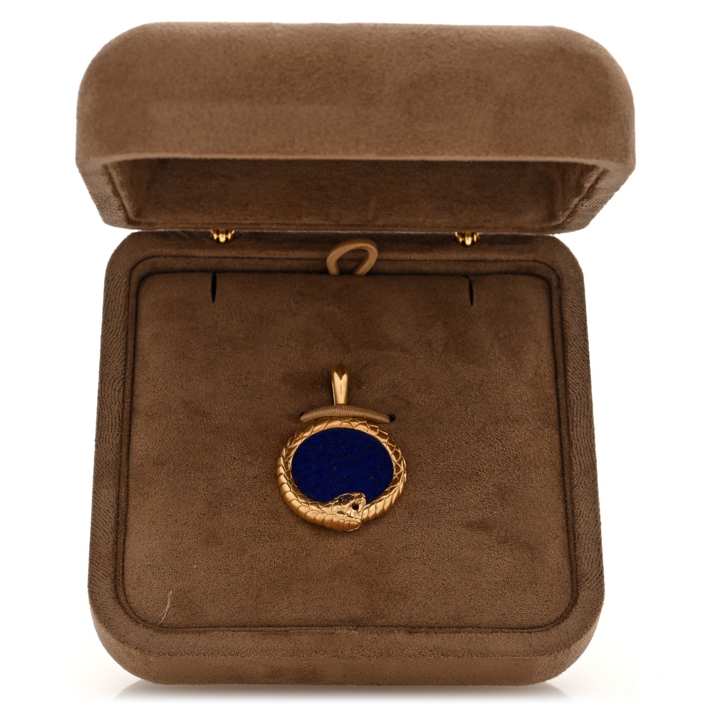 David Yurman 18K Yellow Gold Lapis Lazuli Ruby Cairo Ouroboros Amulet Pendant 4 of 4
