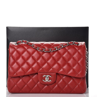 Chanel Caviar Quilted Jumbo Double Flap Dark Red 8 of 8
