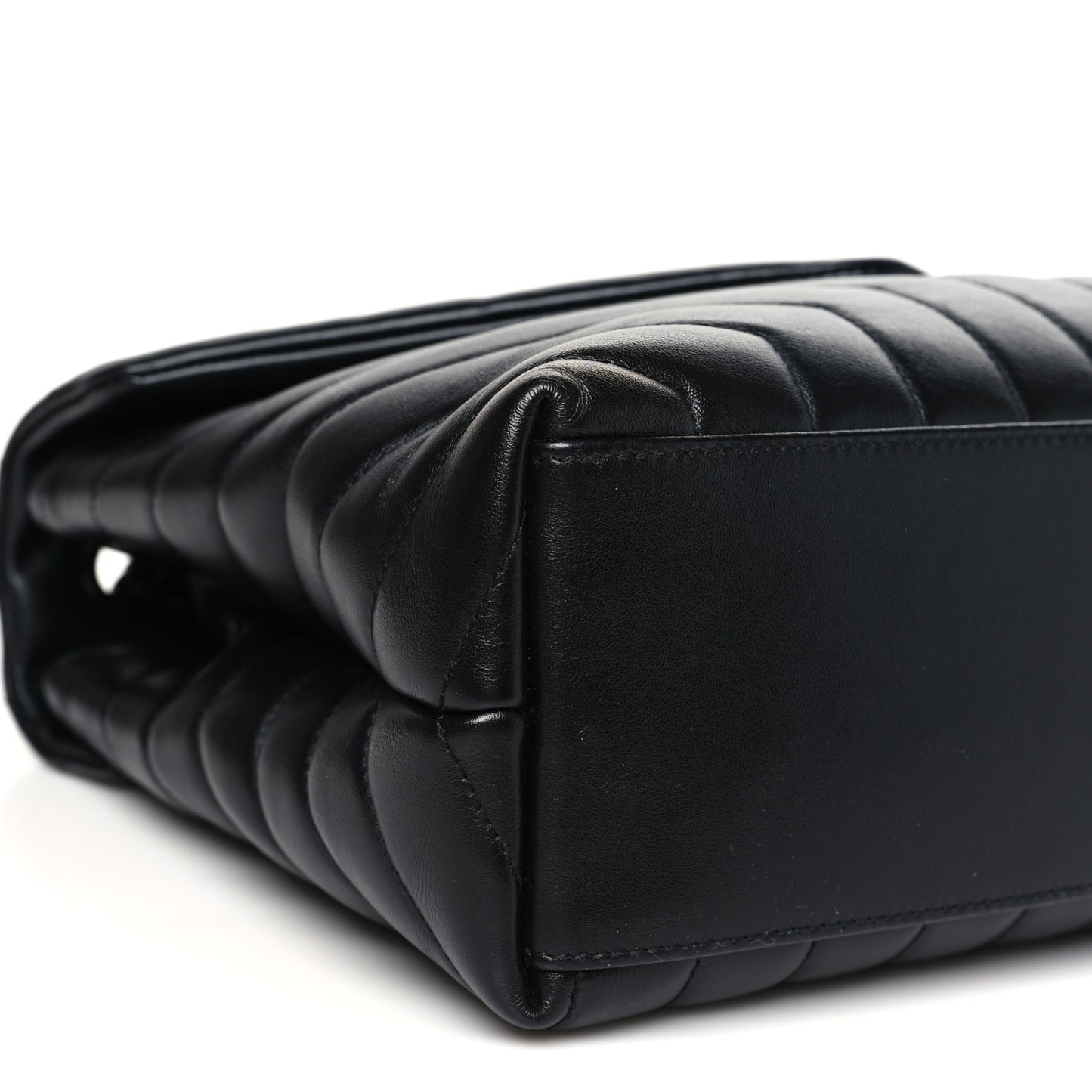 Calfskin Y Quilted Monogram Monochrome Medium Loulou Chain Satchel Black