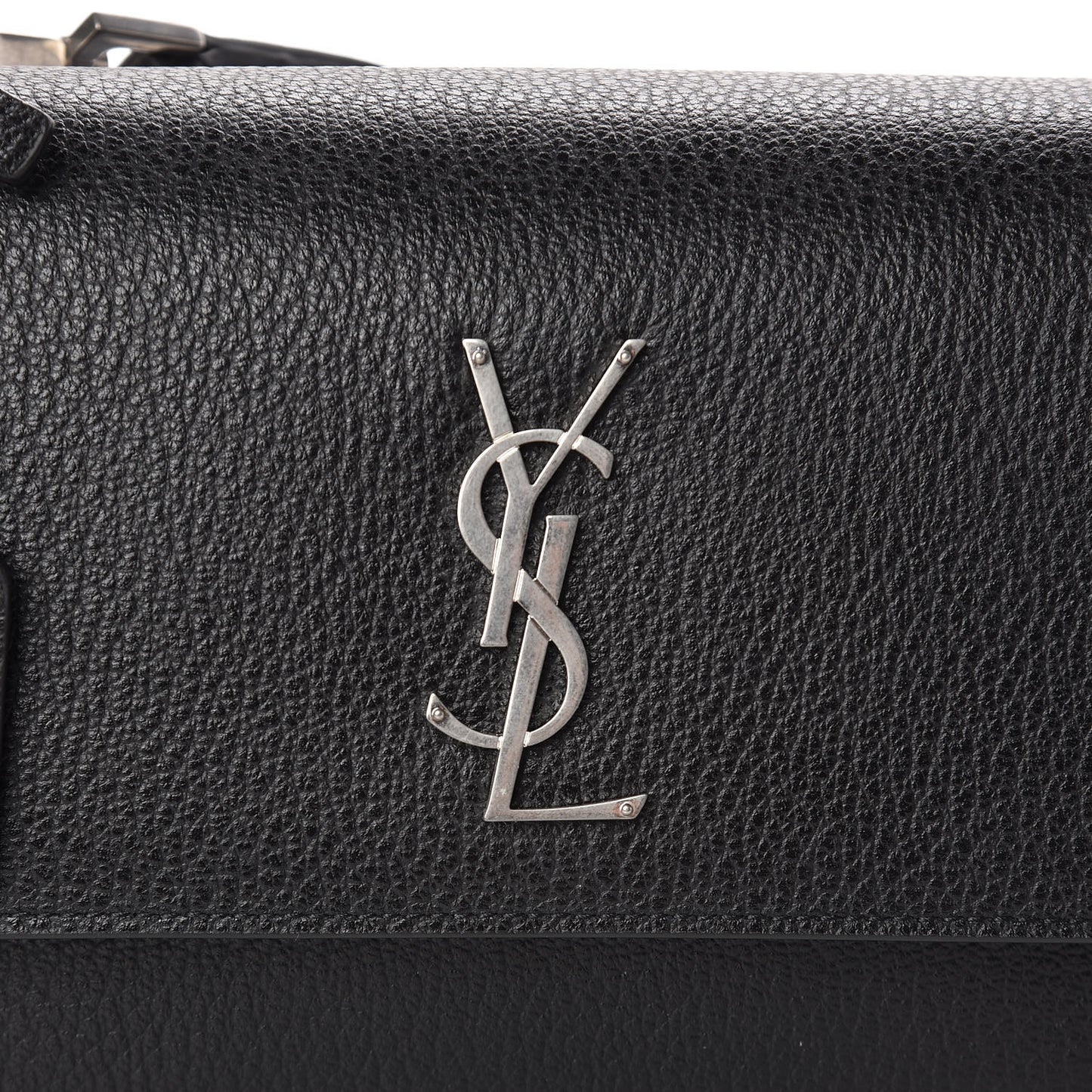 Grained Calfskin Medium Monogram Sunset Satchel Black